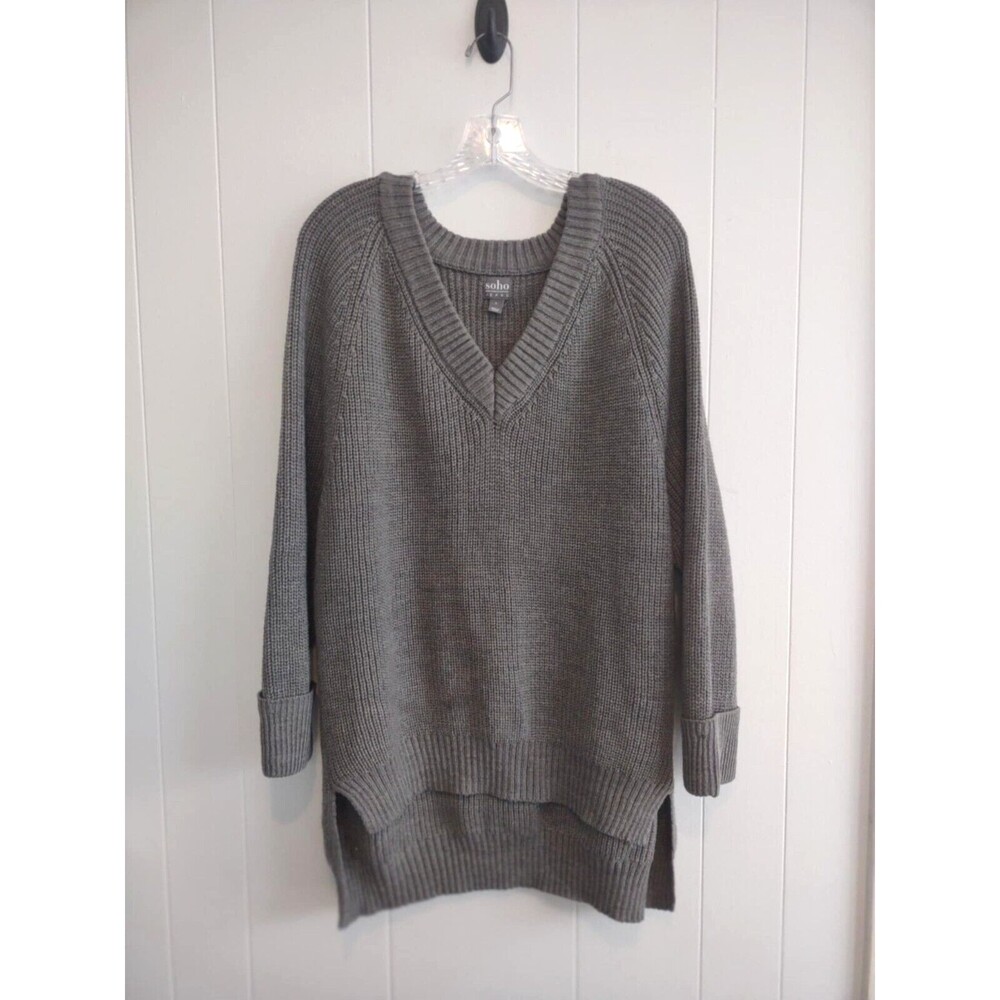 Soho New York & Company | Women's Grey V Neck Sweater Size Small